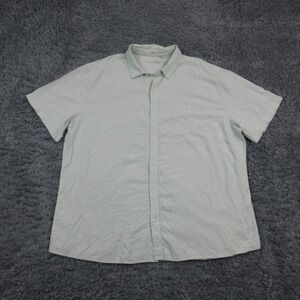 Hawker Rye Shirt Mens 3XL Blue Rayon Linen Slim Short Sleeve Button Up Casual